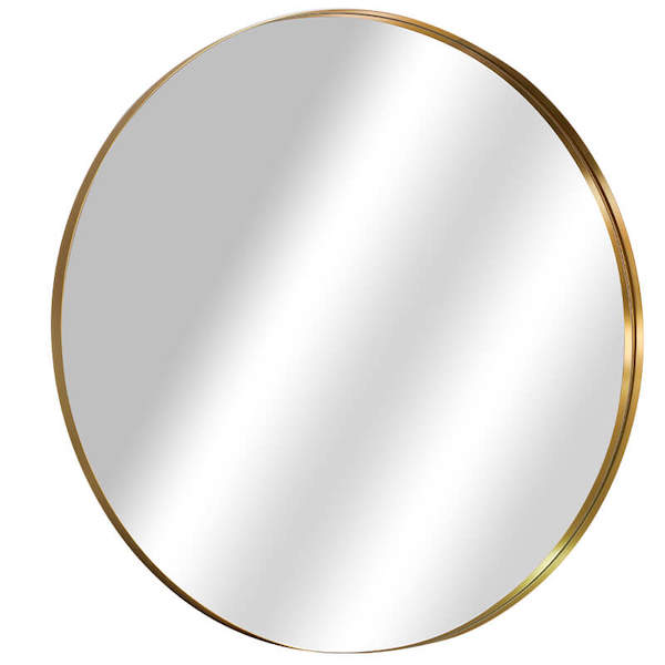Round Gold Rim Mirror
